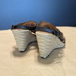 Fossil  Cassidy Woven Wedge Sandals Leather Black Womens 7.5 Espadrilles Heels Photo 3