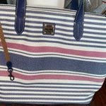 Dooney & Bourke  Waverly Shopper Tote Striped Zippered Navy Red Handbag Purse Photo 1