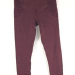 Lululemon Womens Wunder Under Leggings Cropped Pleated Sides Burgundy 4 Photo 0