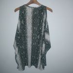 Giddy Up Glamour  L Snake Print in Gray Cold Shoulder Poncho Style Tunic Top Photo 6