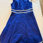 Calvin Klein NWT  Womens Blue A-line Sleeveless DRESS with pinstripe trim Size 4 Photo 0