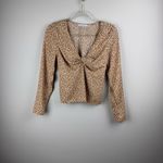 Abercrombie & Fitch Long Sleeve Twist Front Blouse in Light Brown Size Small Photo 11