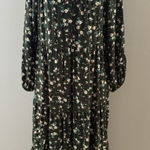 Old Navy  Maxi Dress Size L Green Floral Tiered Prairie Forest Whimsigoth Modest Photo 0