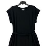 Nordstrom Black Cap Sleeve Midi Dress Belted Casual Everyday Women XL Photo 3