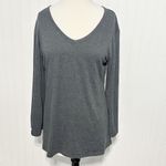 Women's V Neck Front Back Bell Sleeve Pullover Top Charcoal Gray Size Medium Gray Photo 9