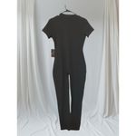 Love University Women Gray CATSUIT ROMPER JUMPSUIT Medium Cap Sleeve Zip Up New Photo 1