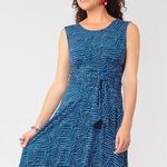 Leota Whimsical Belted Sleeveless Dress Large Blue Polka Dot Boho Coastal Event Photo 0