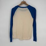 EQUIPMENT FEMME Silk Baseball Style Long Sleeve Sweater Top XS Cream Blue Photo 5