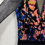 Weissman Costumes Adult Small Sequined Black Velvet Shorts Leotard Sheer Sleeve Photo 6