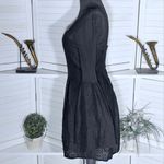BCBGeneration  Gothic Bell Sleeve Dress Sheer Mesh Neck Floral Crochet Black sz 0 Photo 4