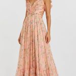 Mac Duggal Pink Floral Chiffon Ruffle Gown Photo 0