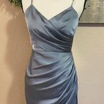 Lulus NWOT Glamorous Persona Grey Satin Pleated Sleeveless Tulip Maxi Dr… Photo 2