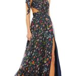 Mac Duggal  One Shoulder Cut Out Navy Floral Gown 12 Photo 2