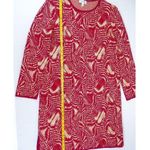 St. John  Sport Red Gold Metallic Shimmer Patterned Stretch Cocktail Knit Dress L Photo 6