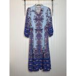 Loft NWOT  Blue Paisley Midi Fluid Woven Fluttery Flounce Skirt Shirtdress Sz S Photo 2