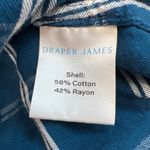 Draper James  Blue & White Windowpane Plaid Flannel Button Up Shirt Photo 7