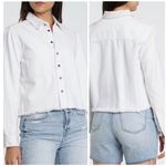 Pistola Revolve  Hensley Raw-Edge Cropped Denim Jacket White Photo 1