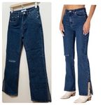 Adika Blue Cotton Side Ankle Slit Ripped Knee Jean Size‎ XS Western Country Photo 1