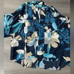 ZARA  Navy Blue &‎ Blue Floral Print Fringe Cardigan Kimono Size L Photo 8