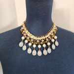 Gold Mixed Media Statement Necklace and Earrings Set Photo 8