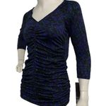 Sofia Vergara Womens Small Purple Black Blue V-Neck Long Sleeve Blouse Chirred Photo 3