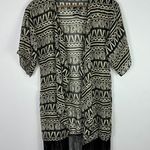 LuLaRoe Lola Kimono S Black Beige Tribal Aztec Fringe Hem Boho Festival Indie Photo 0