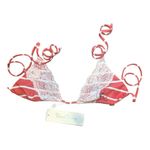 Beach Bunny Swimwear Tri Top Lady Lace Bikini Top Sz Medium Red White Stripes Photo 1