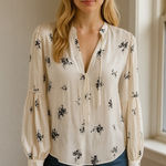 ALC Frank 1100 ALC Ty Floral Print Silk Top Size 6 Color White Black Photo 0