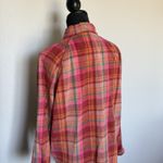 Free People  We The Free Summer Daydream Plaid Button‎ Down Tunic Top XS Red Pink Photo 3
