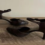 Michelle D Brown Leather Heels Shoes Ankle Strap Women’s Size 6 Business Photo 11
