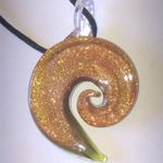 Green & Gold Shimmer Glass Pendant Necklace Vintage Boho Photo 3