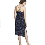 AG Adriano Goldschmied ADRIANO GOLDSCHIMIED Floral Midi Dress Navy Blue Extra Small XS Cross Back Photo 3