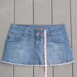 SO  Chewed Hem Y2K Denim Jean Skirt Size 7 Photo 6