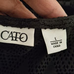 Cato  Sz L Black Fringe Open Vest Photo 9