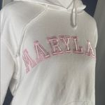J. America Women’s White Embroidered MARYLAND College Drawstring Hoodie Size L NEW Photo 1