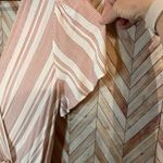 Mm mm mm White Striped Dusty Pink V Neck Adjustable Romper Women's Large Photo 4