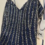 NWT Andretta Donatello SILK vintage beaded embellished navy gown whimisoth Blue Photo 2