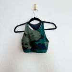 Carbon38 | High Neck Athletic Sports Bra in Forest Camo Green Photo 1