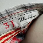 Johnny Was  3J Workshop Plaid Long Sleeve Button Up Ruffle Front Gray Small Photo 6