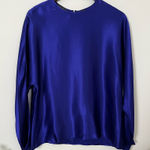 Dana Buchman VTG  Royal Blue  Liquid Silk Top Crew Neck  Colorful Quiet Luxury Photo 0