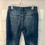 Free People  Blue Maggie Whiskered Faded Cotton Cropped Raw Hem Jeans Size 26 Photo 5