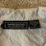 Impressions  Gray Crinkle Button Down Long Sleeve Top Photo 6