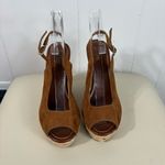 Brash  Brown Suede Slingback Rockabilly Pin Up Style Espadrille Wedge Sandals 7 Photo 2