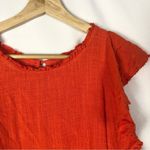 Anthropologie Maeve Red Orange Ruffle Tiered Short Sleeve Blouse S Photo 2