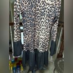 Leopard Print Dress with Black Ruffle Hem Brown Size M Photo 9