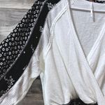 Free People  Auxton Thermal Wrap Top In Black White Floral Balloon Sleeve Size S Photo 2