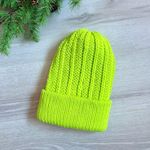 Handmade  Neon Green Knit Winter Beanie Hat Photo 0