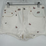Levi's 501 Premium Floral Flowers Embroidered Jorts Jean Shorts White Size 28 Photo 0