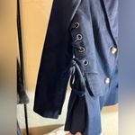 Navy Women's Blazer by Isabella, denim type blazer, unique laced up detail, crop Blue Size 8 Photo 1