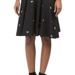 Vince  Women’s Size L Black Floral Embroidered Knee Length Cotton Full Skirt Photo 1